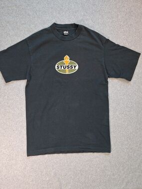 Rare Vintage Shawn Stussy Flame Logo Men's Size L Graphic Tee VTG